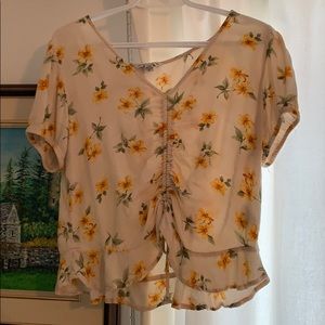 AEO Floral Ruched Blouse/Tshirt